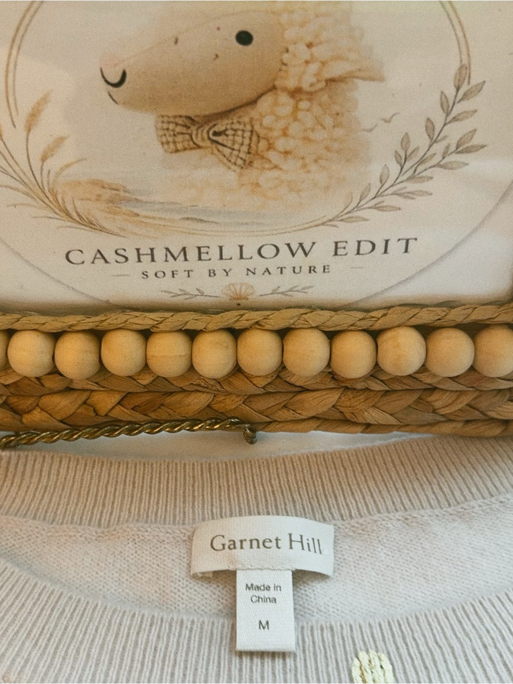 100% Cashmere Garnet Hill Cream Puff & Gold Dust Side Button Sweater M - Picture 3 of 10
